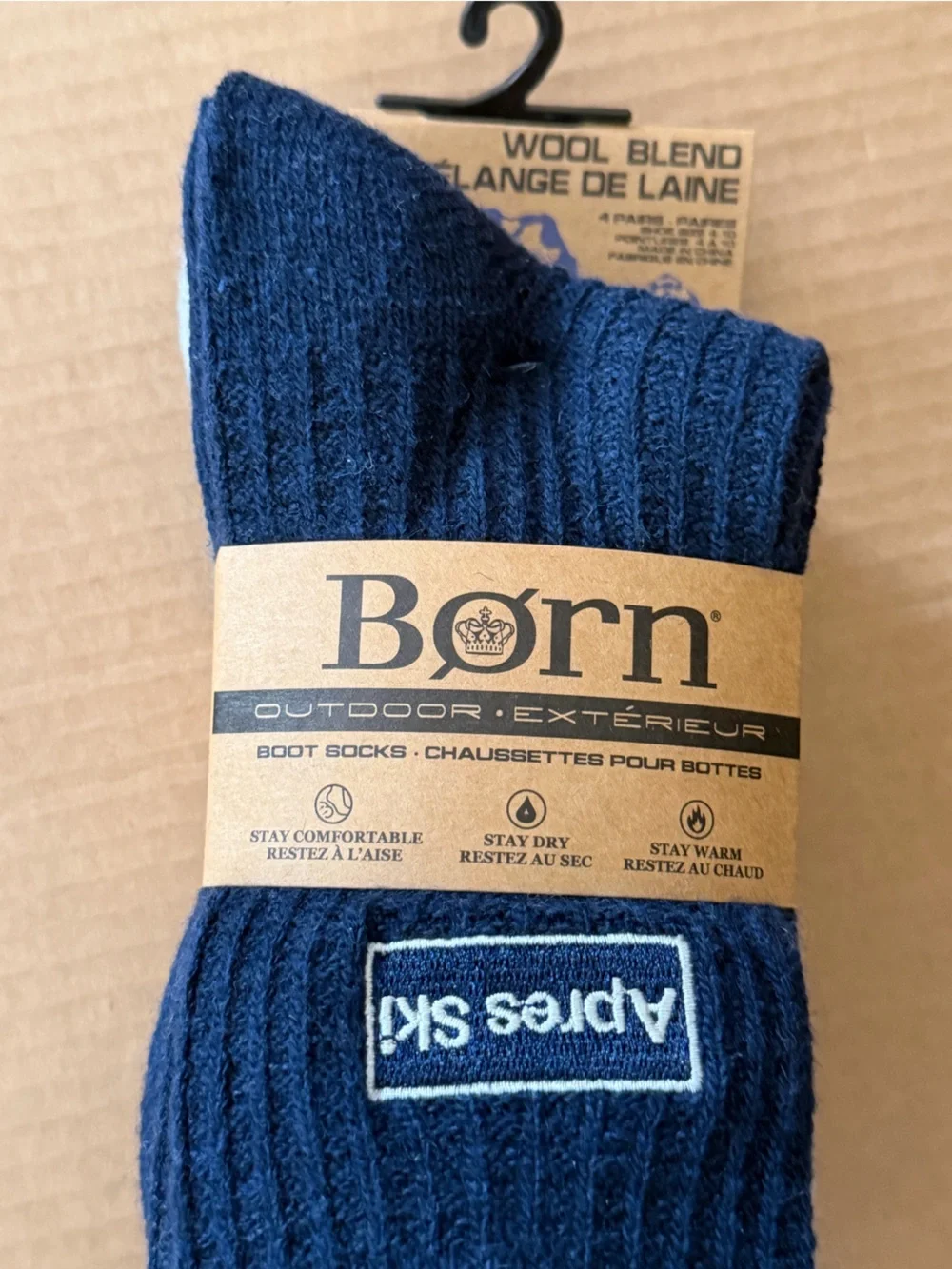 Born Outdoor Women’s Textured Crew Boot Socks  4 Pairs | For Shoe Size 4-10
